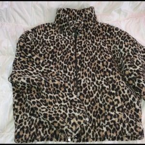 Cheetah print zip Sherpa
